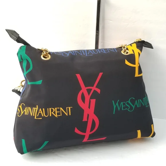 Gorgeous Vintage YSL Yves Saint Laurent Monogram canvas shoulder Tote handbag